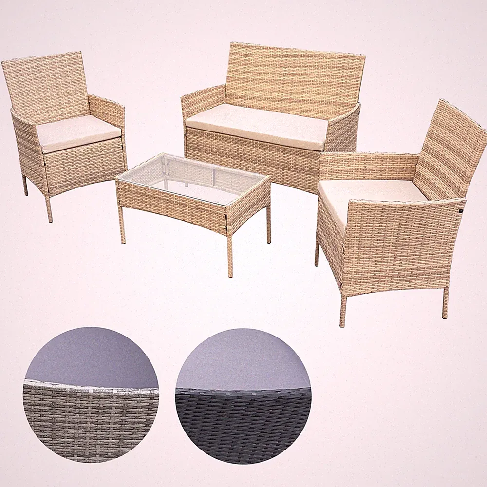 Gartenlounge 4-tlg Gartenmöbel Set Sitzgruppe Polyrattan Farbwahl SVITA BROOKLYN