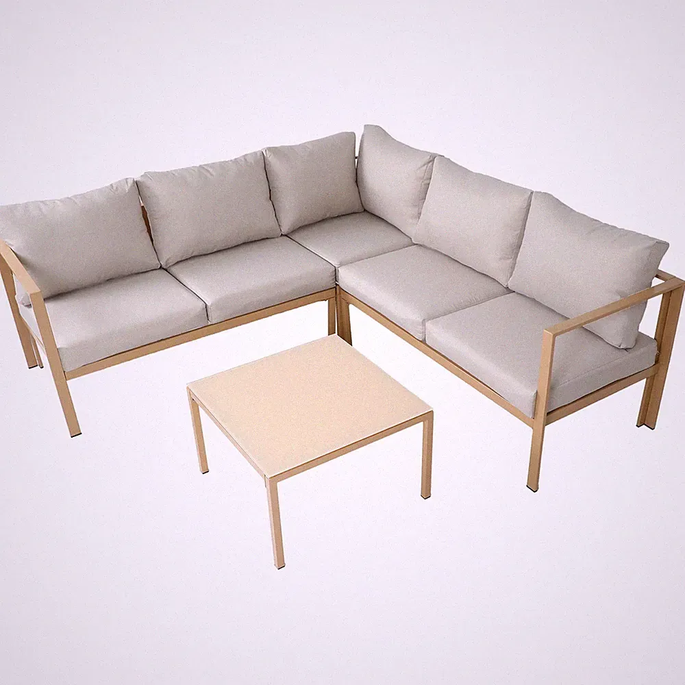 Gartenlounge 4tlg. Outdoor Sofa Set VerzinkterStahl Schwarz Beige SVITA MISSOURI