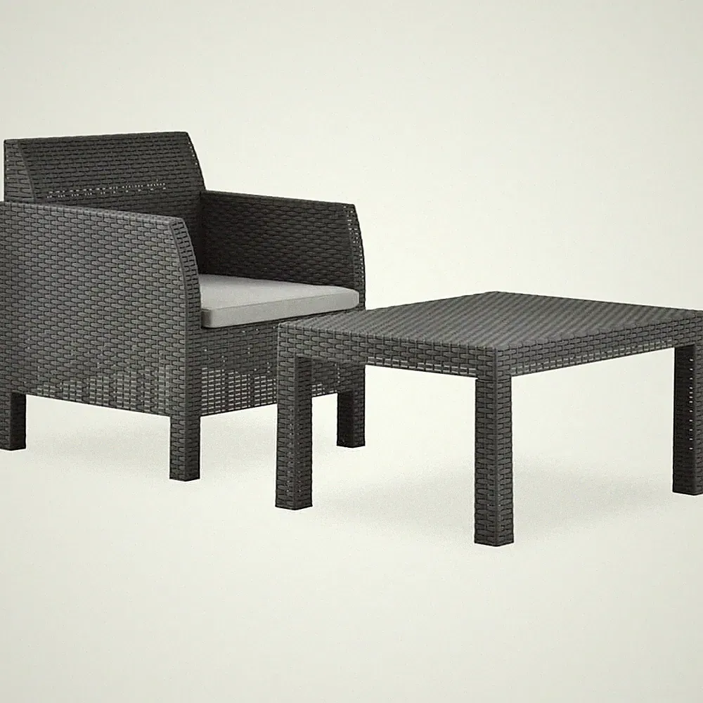 Gartenmöbel 2-tlg. Auflage PP Rattan Anthrazit Lounge Sofa Sitzgruppe vidaXL
