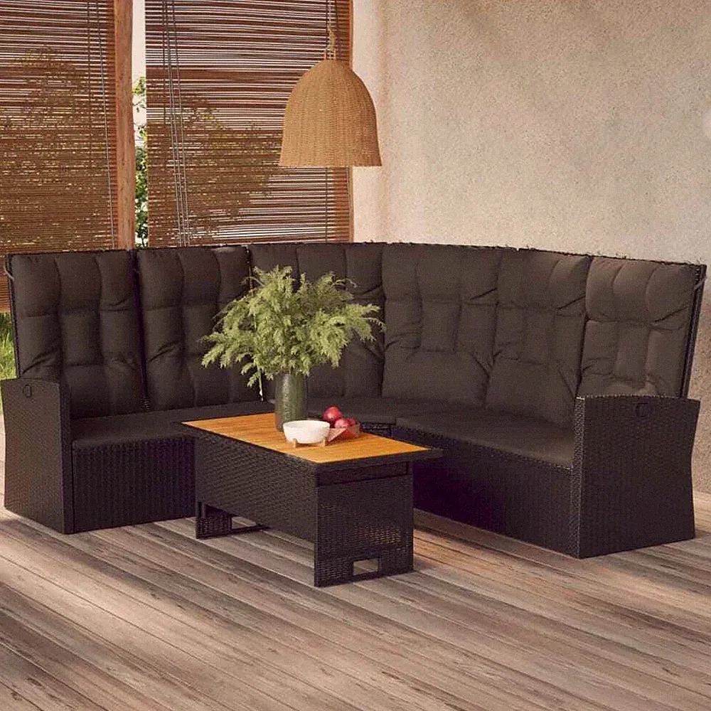 Gartenmöbel 2-tlg. Poly Rattan Sofa Lounge Sitzgruppe Grau/Schwarz vidaXL