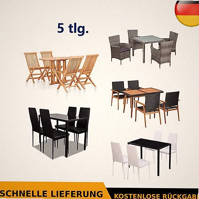 Gartenmöbel 5-tlg Sitzgruppe Essgruppe Gartenset Klappbar Garten ✅DE Stock