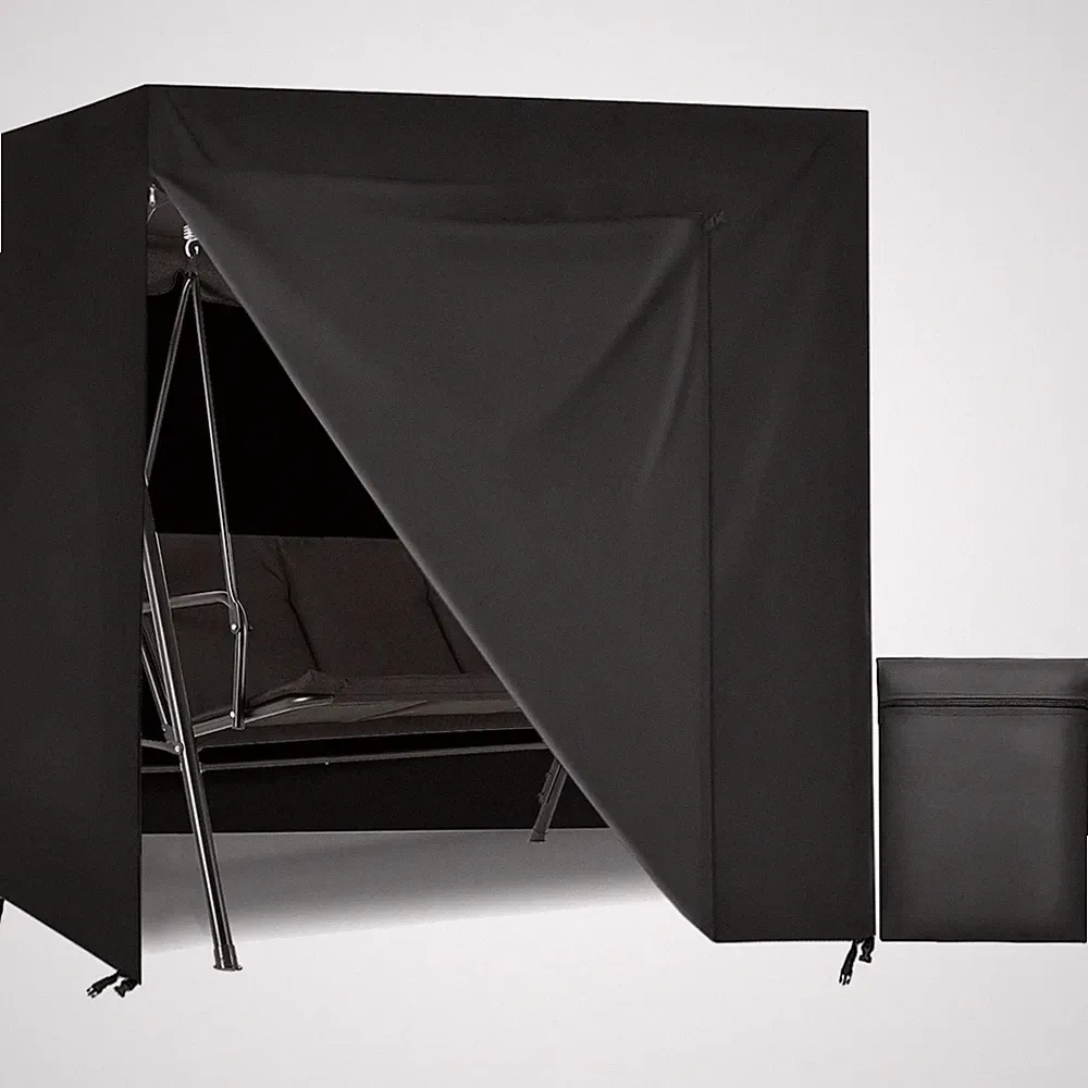Gartenmöbel Abdeckung 3-Sitzer UV-sicher Polyester Schwarz