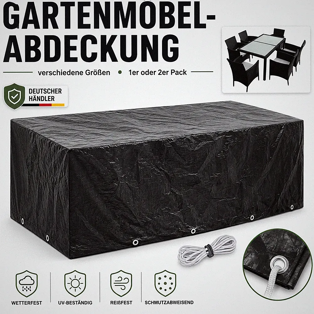 Gartenmöbel Abdeckung mit Ösen Abdeckplane Plane Abdeckhaube | versch. Größen