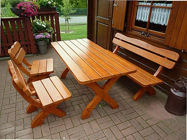 Gartenmöbel aus Massivholz Gartensitzgruppe Garnitur Sitzgruppe Balkonset 2+1