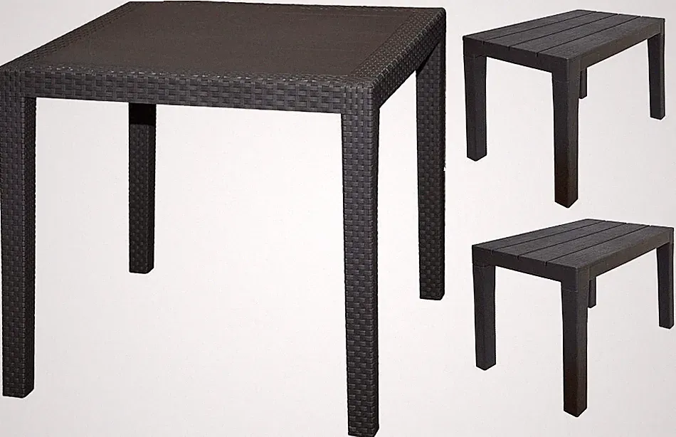 Gartenmöbel Balkonmöbel 2 Sitzbänke Anthrazit Rattan Kunststoff Terrasse Garten