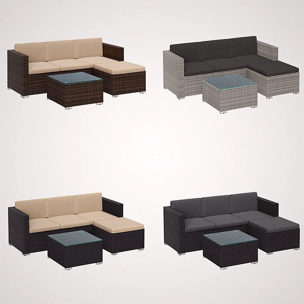 Gartenmöbel Balkonmöbel Ecksofa Polyrattan Lounge-Set Sitzgruppe Sofa