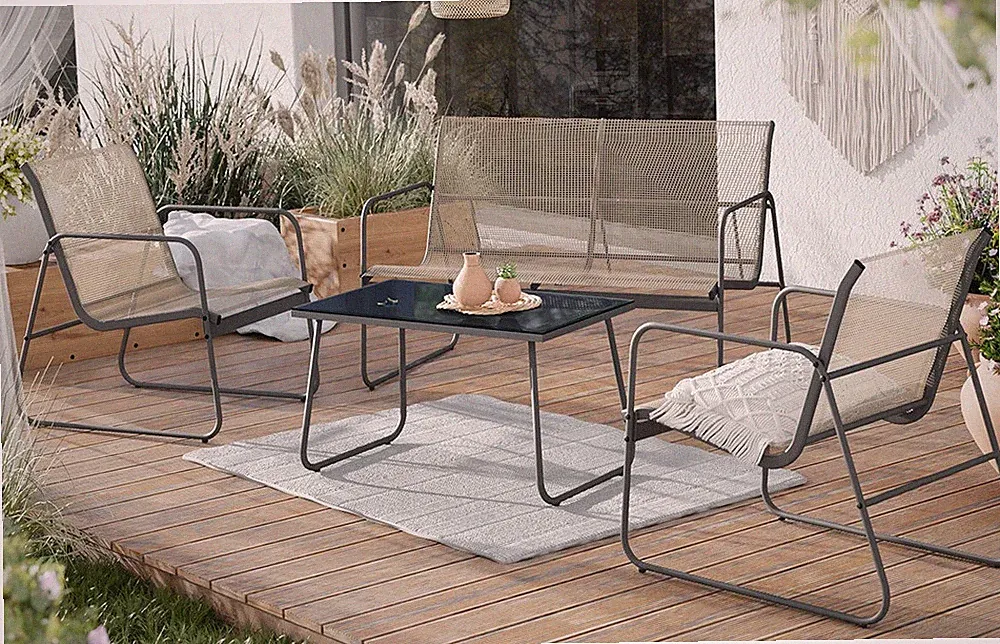 Gartenmöbel Barsol mit 2 Sessel Sofa Tisch Sitzgruppe Garten Terrase Design M24