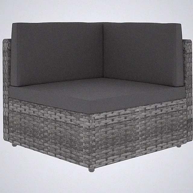 Gartenmöbel Ecksofa Modular Kissen Wetterfest Grau Anthrazit Rattan