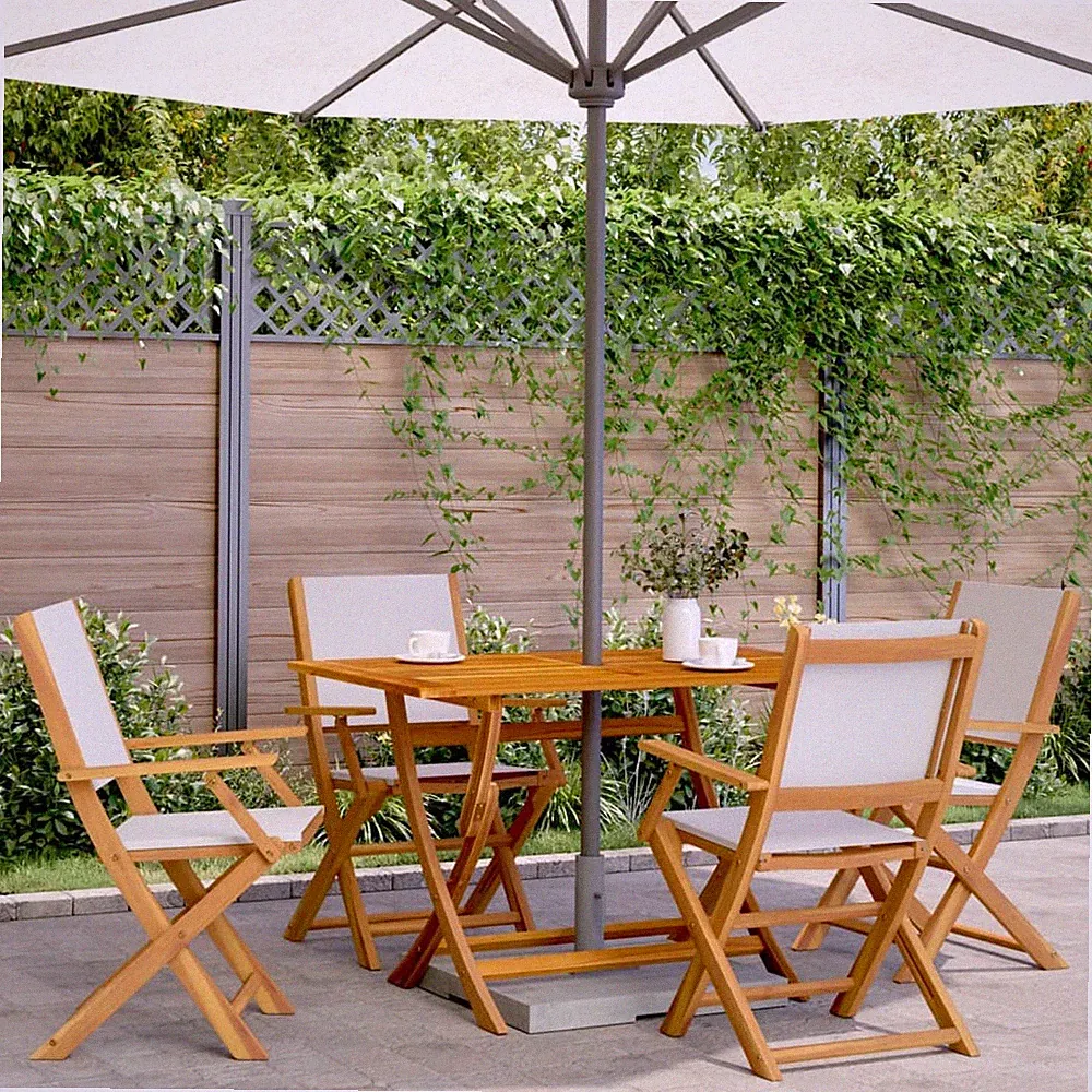 Gartenmöbel Essgruppe Gartengarnitur Sitzgruppe 5-tlg. Stoff Massivholz vidaXL