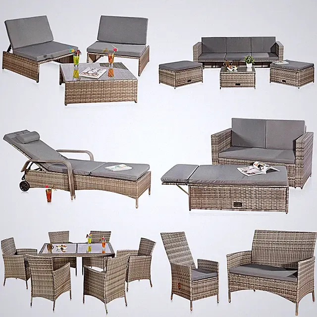 Gartenmöbel Gartenliege Möbel Rattan Loung Gartenbank Sitzgruppe Sitzmöbel Set