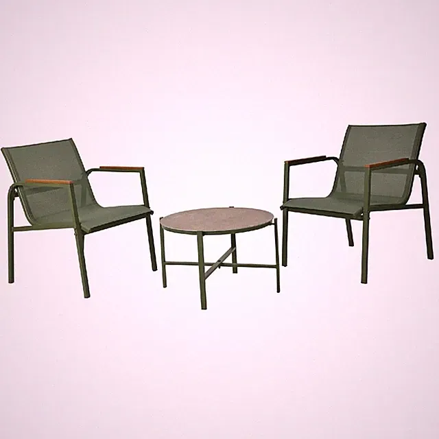 Gartenmöbel Gartenlounge 3er Set Balkonmöbel Terrassenmöbel Verzinkt ESG-Glas