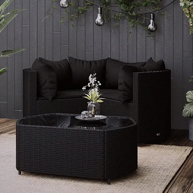 Gartenmöbel Kissen Gartengarnitur Lounge Sitzgruppe 4-tlg. Poly Rattan vidaXL
