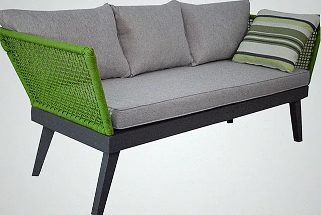 Gartenmöbel Lounge Sofa Cuba grün Seilwicklung hochwertig Akazienholz Terrasse