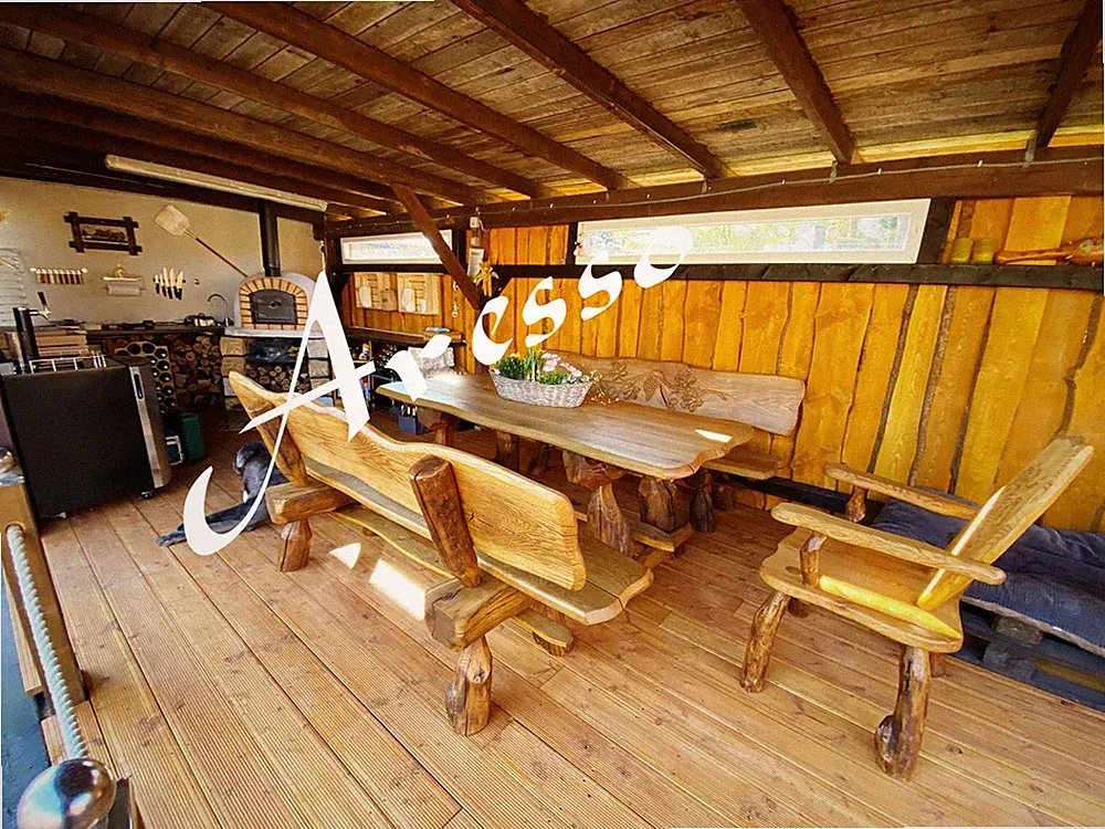Gartenmöbel mit Schnitzerei Massivholz Sitzgarnitur Eichenholz Holzgarnitur