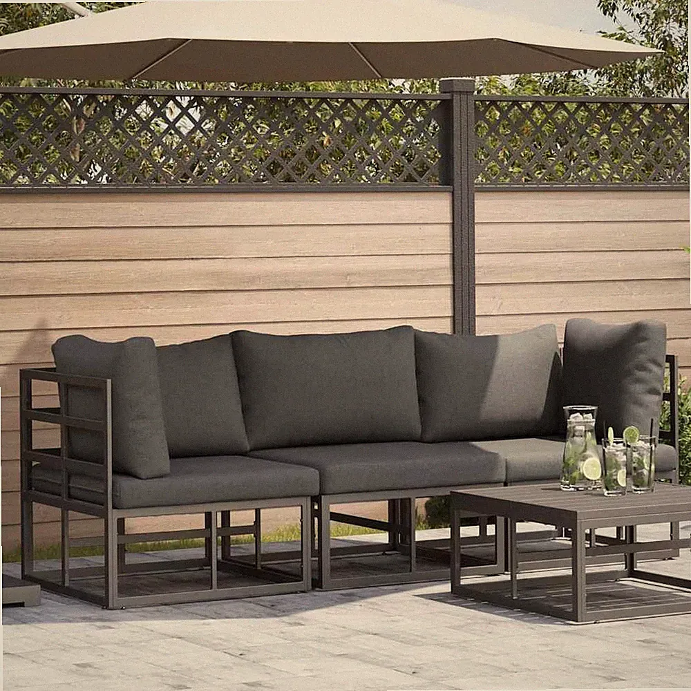 Gartenmöbel Outdoor Lounge Set Ecksofa Tisch Mittels­ofa Gartensofa Sitzgruppe