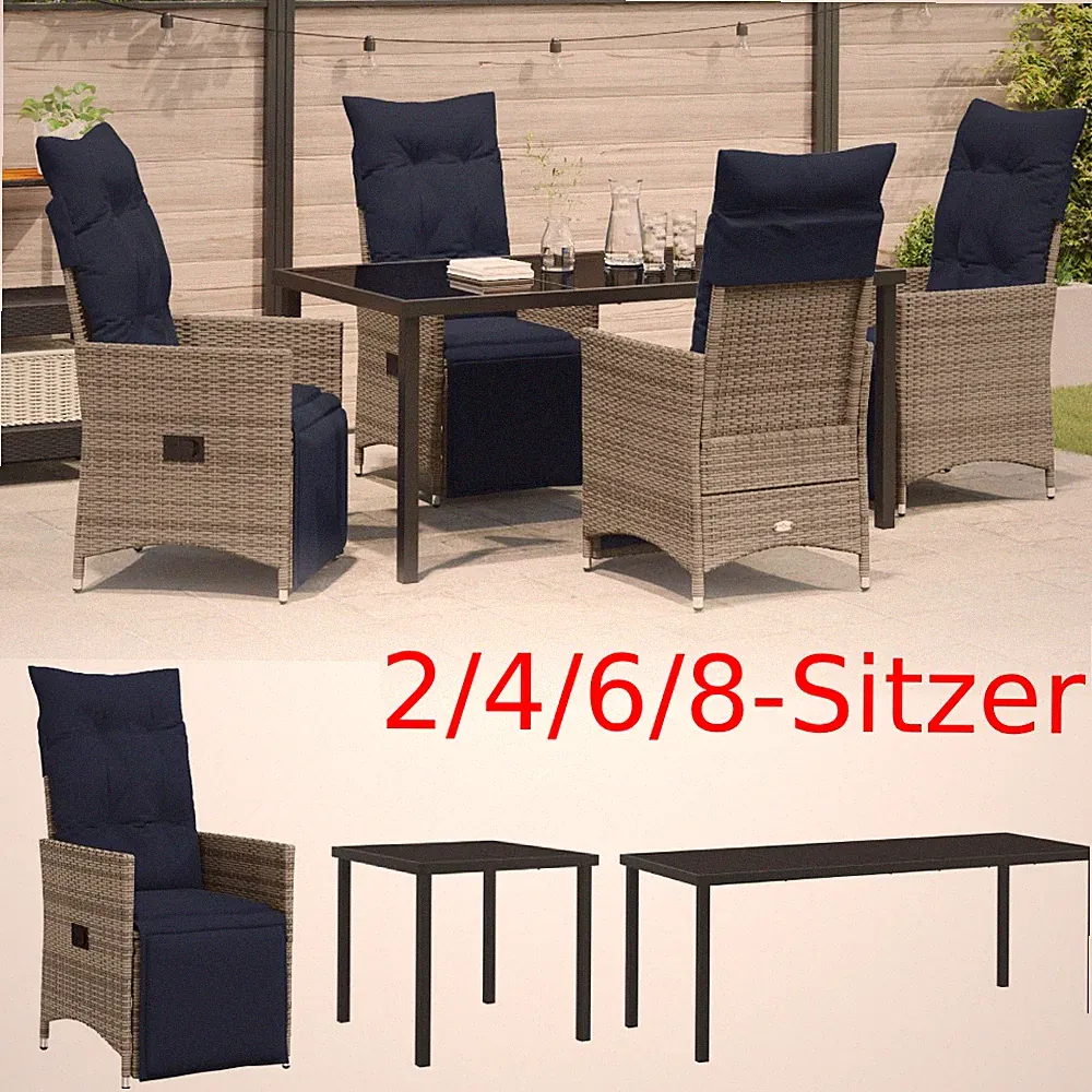 Gartenmöbel Poly Rattan Gartengarnitur Sitzgruppe Esstisch Set mehrere Auswahl