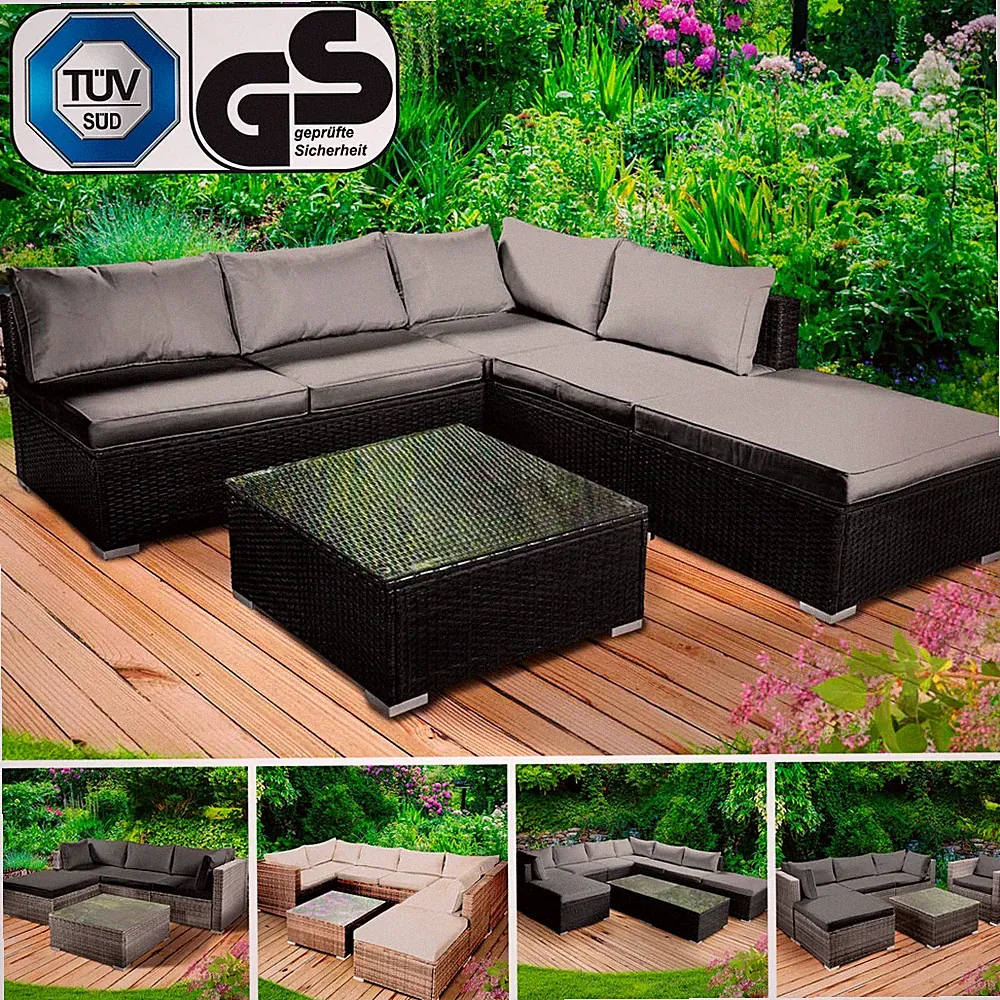 Gartenmöbel Poly Rattan Lounge Möbel ALU Garten Garnitur Sitzgruppe Sofa 2.Wahl