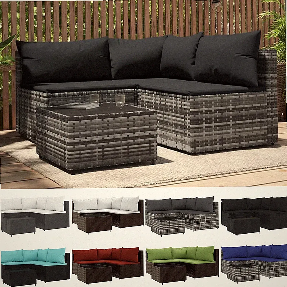 Gartenmöbel Polyrattan Lounge Set Sitzgruppe Gartengarnitur Gartensofa Ecksofa