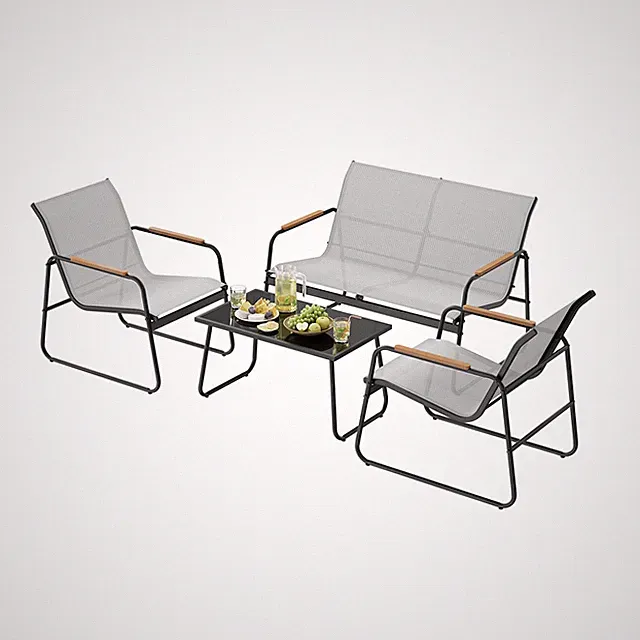 Gartenmöbel-Set 4-teilig mit 1 Tisch 1 Zweisitzer-Sofa Gartenset Lounge Balkon