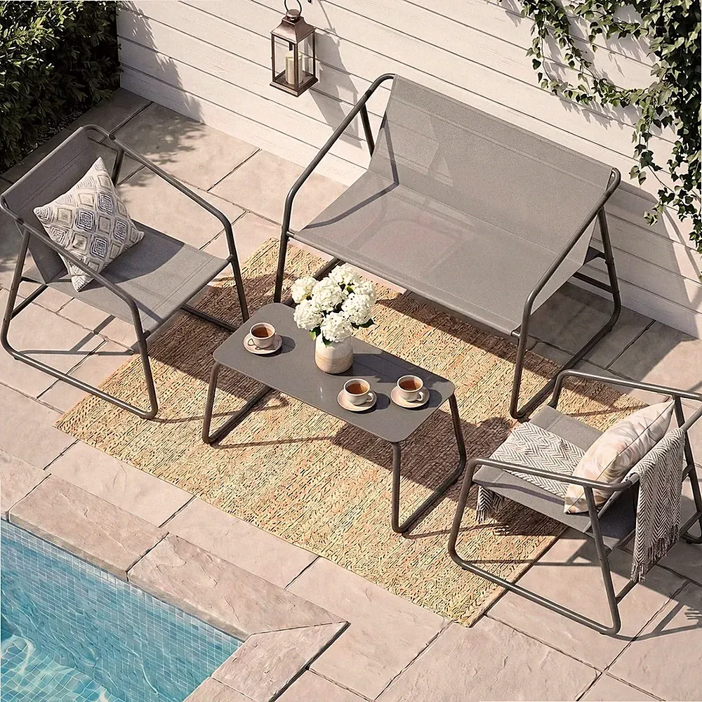 Gartenmöbel Set 4tlg Textilene Balkonmöbel 2er Bank 2 Stüh