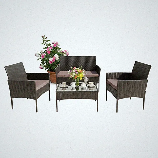 Gartenmöbel Set Balkon Sitzgruppe Loungemöbel Terassenmöbel Außenmöbel Rattan