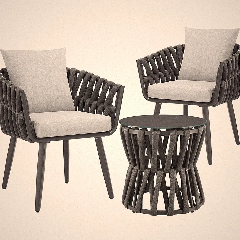 Gartenmöbel Set Balkonmöbel Rope Design Aluminium Lugano Stuhl Tisch