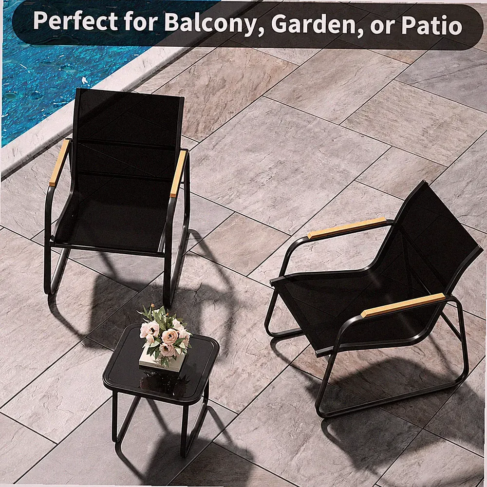 Gartenmöbel Set, Balkonmöbel Set, 2 Sessel & Tisch Sitzgruppe für 2 Personen