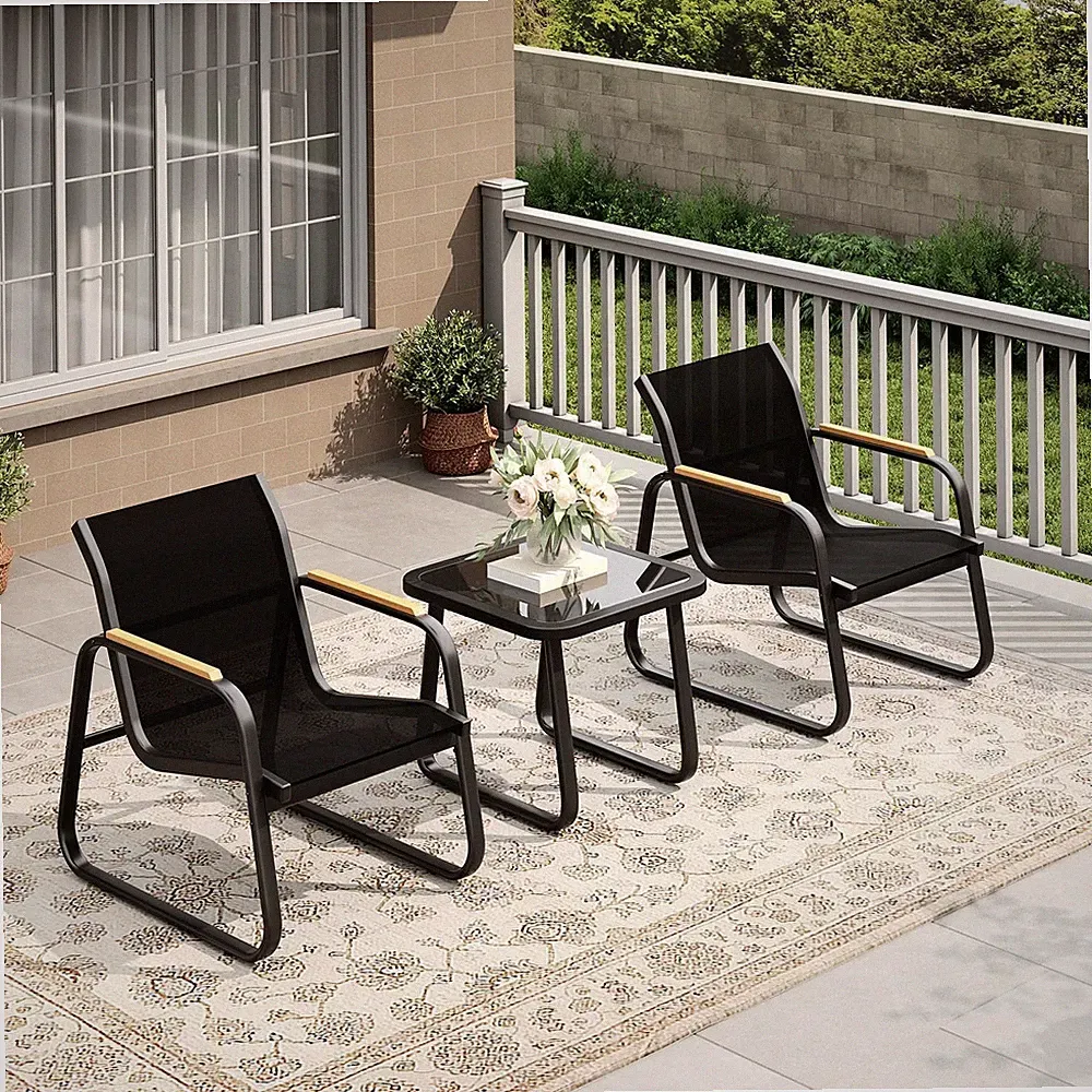 Gartenmöbel Set, Balkonmöbel Set, 2 Sessel & Tisch Sitzgruppe für 2 Personen
