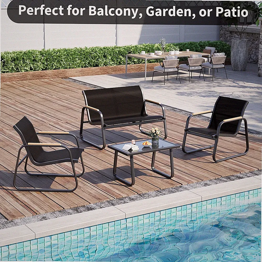 Gartenmöbel Set, Balkonmöbel Set Bistroset, Bostrotisch, Bank und 2 Stühle