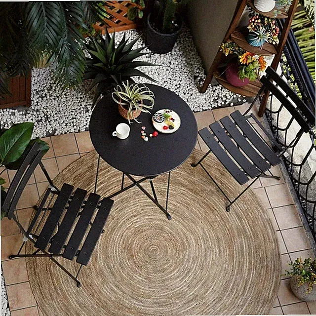 Gartenmöbel Set Bistro Set Klappbar Stahl Schwarz Balkonbank Tisch