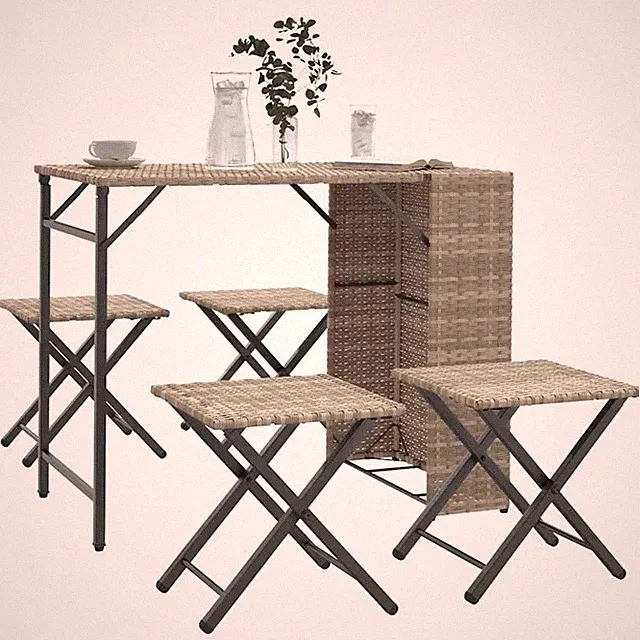 Gartenmöbel Set Essgruppe Gartengarnitur Klappbar 5-tlg. Poly Rattan vidaXL