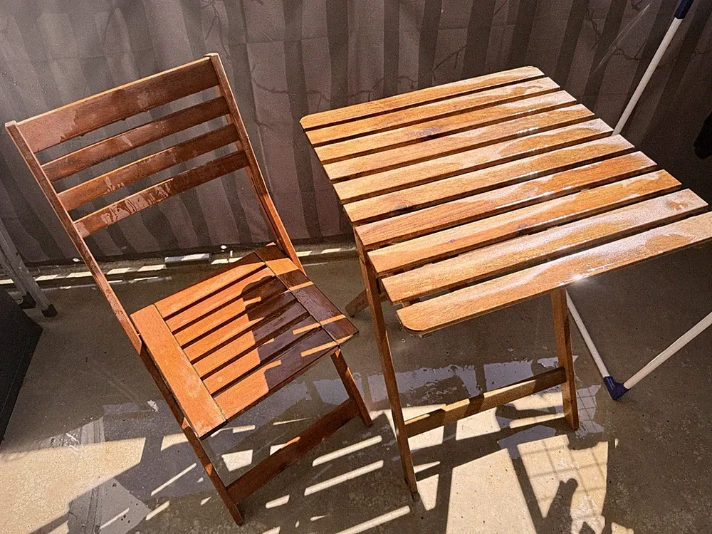 Gartenmöbel Set Holz 2-tlg Gartenstuhl Tisch Ikea Vollholz