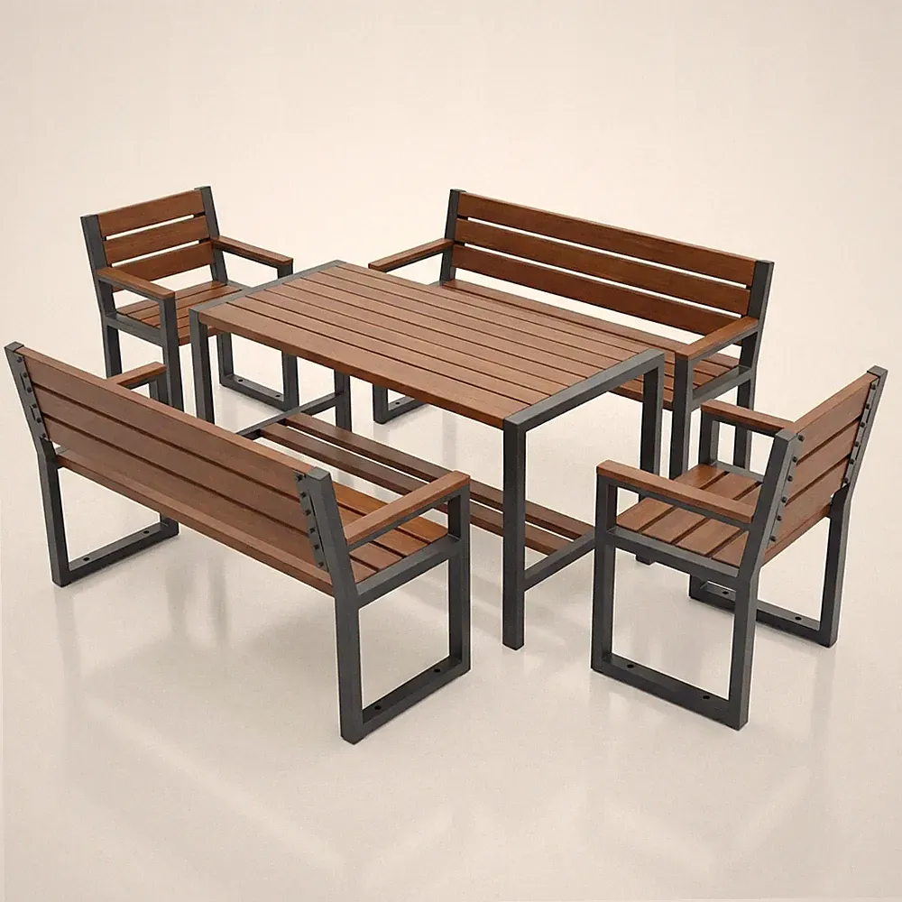 Gartenmöbel Set Holz Metall für 8 Personen modern