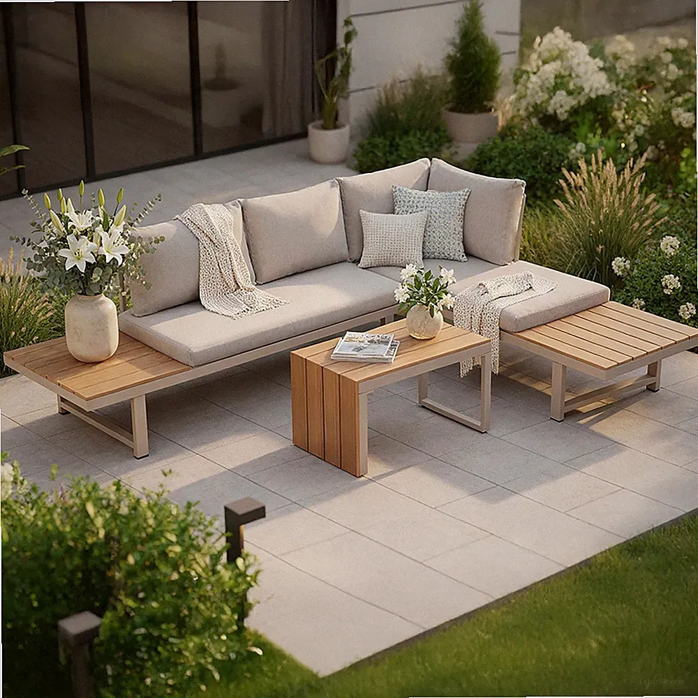 Gartenmöbel Set IBIZA MODULAR LOUNGE - 250cm - champagner greige - Aluminium