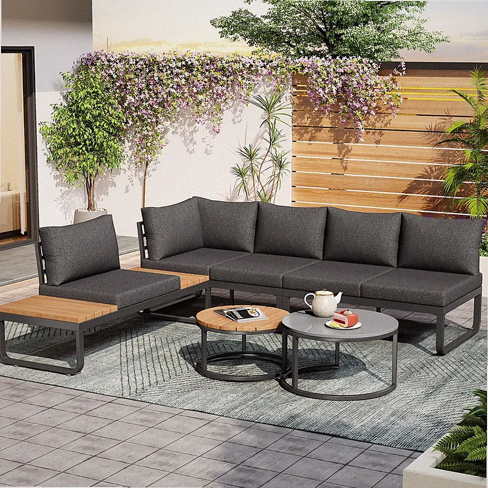 Gartenmöbel Set Metall Gartenset Sitzgruppe Modular Lounge Gartengarnitur 5 Sit