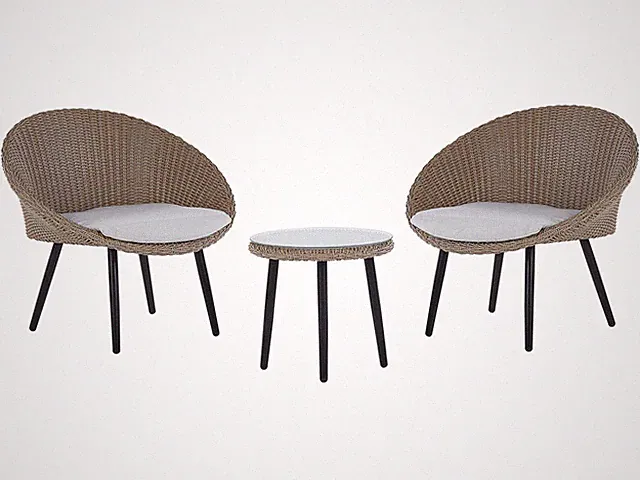 Gartenmöbel Set natürlich Rattan für 2 Personen mit Auflagen hellbeige Ortigia