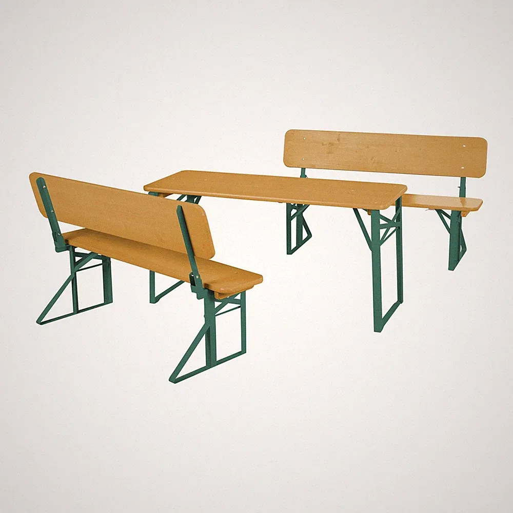 Gartenmöbel-Set Roba: 2 Bänke + 1 Tisch – zusammenklappbar