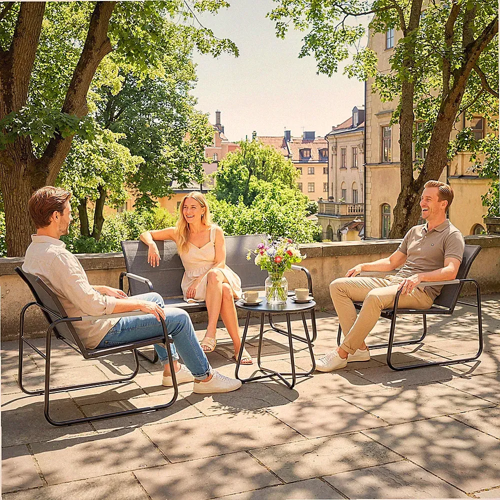 Gartenmöbel Set Sitzgruppe für 4 Personen Atmungsaktiv Gartenlounge Refurbished