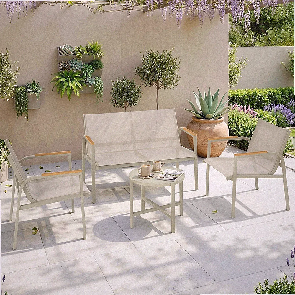 Gartenmöbel Set wetterfest Sitzgruppe für 4 Personen mit 2er-Sofa Refurbished