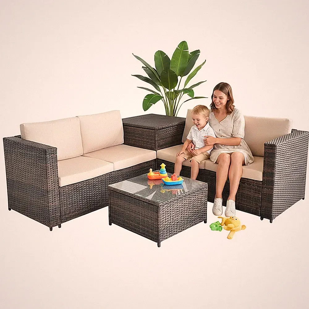 Gartenmöbel Sitzgruppe Gartenlounge XXL Set Polyrattan Sitzgarnitur Sitzecke
