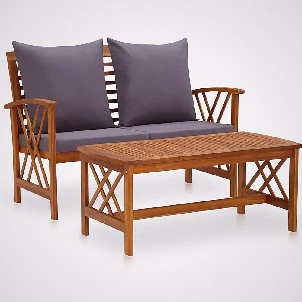 Gartenmöbel Sitzgruppe Gartenset Lounge Set Gartengarnitur Massivholz Braun DE