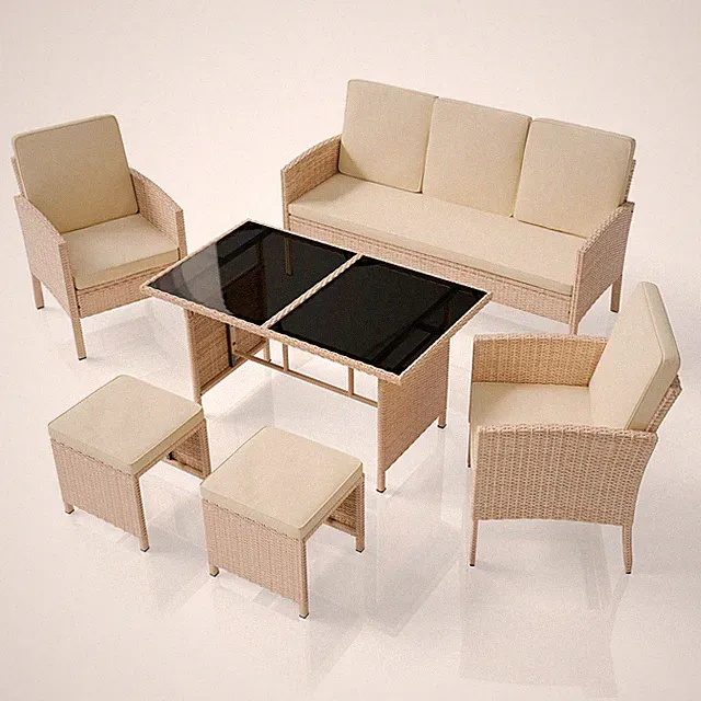 Gartenmöbel Sitzgruppe Möbel Polyrattan Set 6 teilig Outdoor Loungemöbel Juskys®