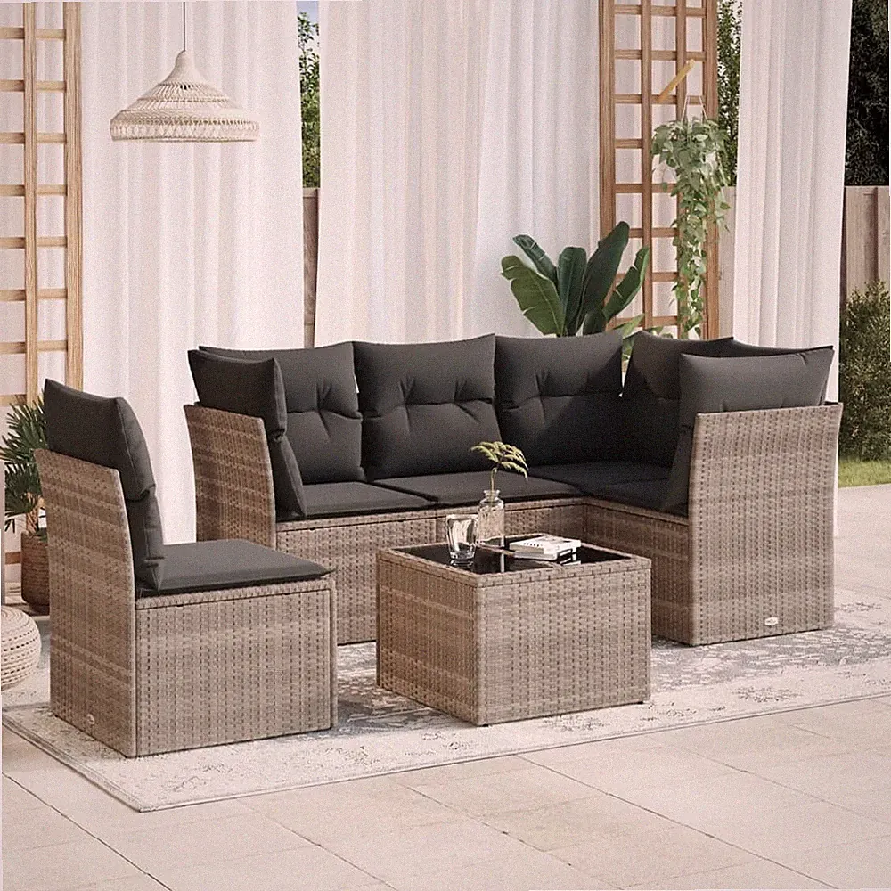 Gartenmöbel Sofa Garnitur Kissen Lounge Set Gartengarnitur Poly Rattan vidaXL