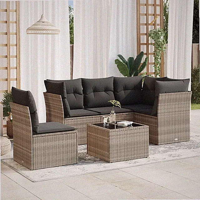 Gartenmöbel Sofa Garnitur Kissen Lounge Set Gartengarnitur Poly Rattan vidaXL