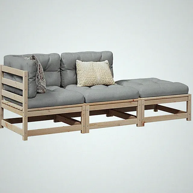 Gartenmöbel Sofa Garten Garnitur Lounge Sitzgruppe 3-tlg. Massivholz vidaXL