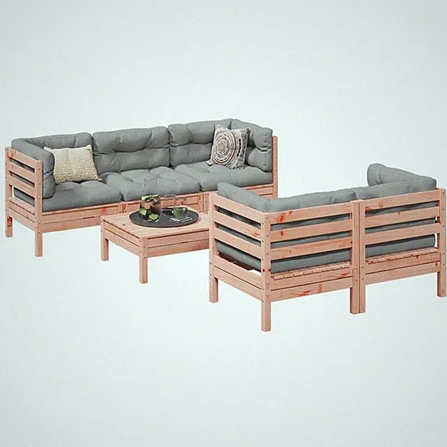 Gartenmöbel Sofa Garten Garnitur Lounge Sitzgruppe 6-tlg. Massivholz vidaXL