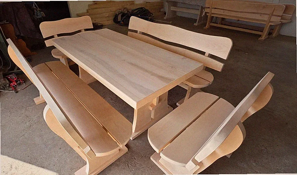 Gartenmöbel,Terrassenmöbel, Sitzgarnitur, Massivholz, Erle 1,8 m, 5-teilig, roh