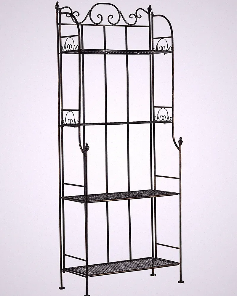 Gartenregal Metall schwarz / gold Antik-Optik 4 Ablageflächen klappbar Isernia