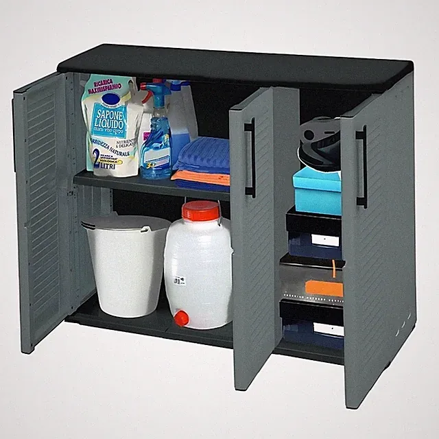 Gartenschrank 3-türig Wetterfest Outdoor Schrank Kunststoff Mehrzweckschrank