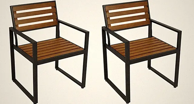 Gartensessel Gartenstuhl Gartenmöbel Stuhl RAGUSA Metall Holz 2 STÜCK, 2. WAHL